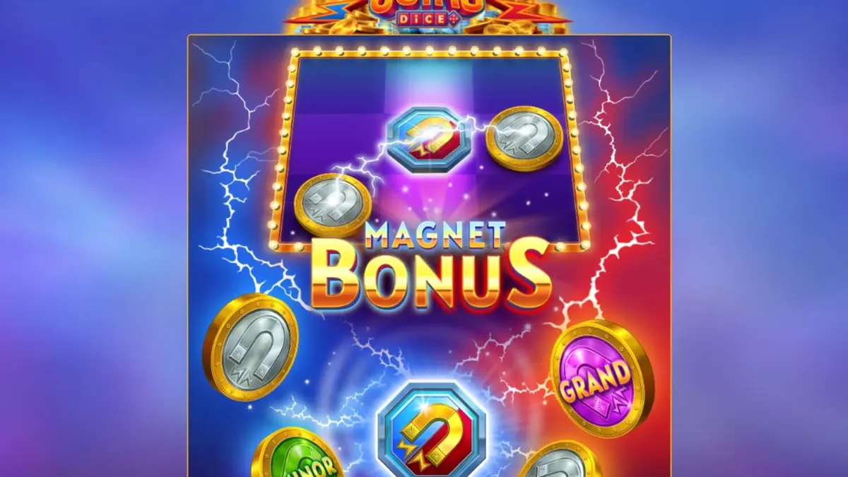 Tampilan visual slot Magnetic Coins Dice dengan simbol koin berkilau